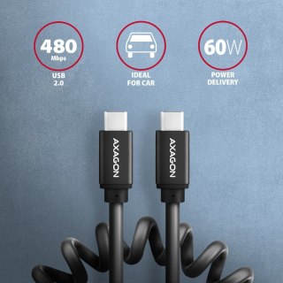 BUCM-CM20TB Kabel Twister USB-C - USB-C, 1.1m USB2.0 3A ALU, czarny