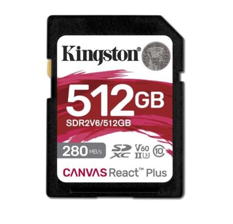 Karta pamięci SD 512GB React Plus 280/150/MB/s U3 V60 Karta pamięci SD 512GB React Plus 280/150/MB/s U3 V60