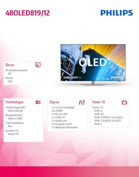 Telewizor 48 cali OLED 48OLED819/12 Telewizor 48 cali OLED 48OLED819/12