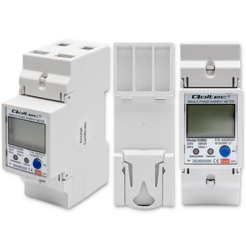 Jednofazowy elektroniczny licznik | miernik zużycia energii na szynę DIN | 230V | LCD | Wi-Fi Jednofazowy elektroniczny licznik | miernik zużycia energii na szynę DIN | 230V | LCD | Wi-Fi