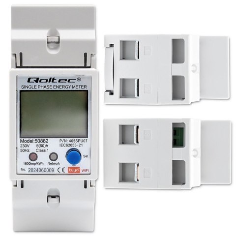Jednofazowy elektroniczny licznik | miernik zużycia energii na szynę DIN | 230V | LCD | Wi-Fi Jednofazowy elektroniczny licznik | miernik zużycia energii na szynę DIN | 230V | LCD | Wi-Fi