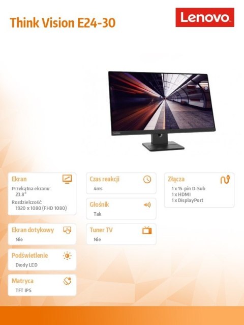Monitor ThinkVision 23.8 cali E24-30 63EDMAT2EU Monitor ThinkVision 23.8 cali E24-30 63EDMAT2EU
