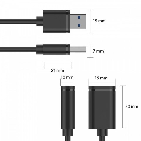 Przedłużacz USB 2.0 AM-AF, 0.5m; Y-C447GBK Przedłużacz USB 2.0 AM-AF, 0.5m; Y-C447GBK