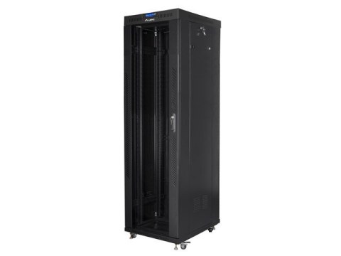 Szafa instalacyjna rack stojąca 19 42U 600x800 czarna, drzwi szklane lcd (Flat pack) Szafa instalacyjna rack stojąca 19 42U 600x800 czarna, drzwi szklane lcd (Flat pack)