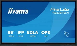 Monitor 65 cali TE6513A-B1AG INFRARED,40pkt,IPS,4K,7H,450cd/m2, WiFi,USB, ANDROID 14, Google EDLA,2x20W, UCHWYT CIENNY