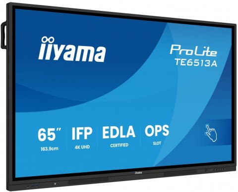 Monitor 65 cali TE6513A-B1AG INFRARED,40pkt,IPS,4K,7H,450cd/m2, WiFi,USB, ANDROID 14, Google EDLA,2x20W, UCHWYT CIENNY