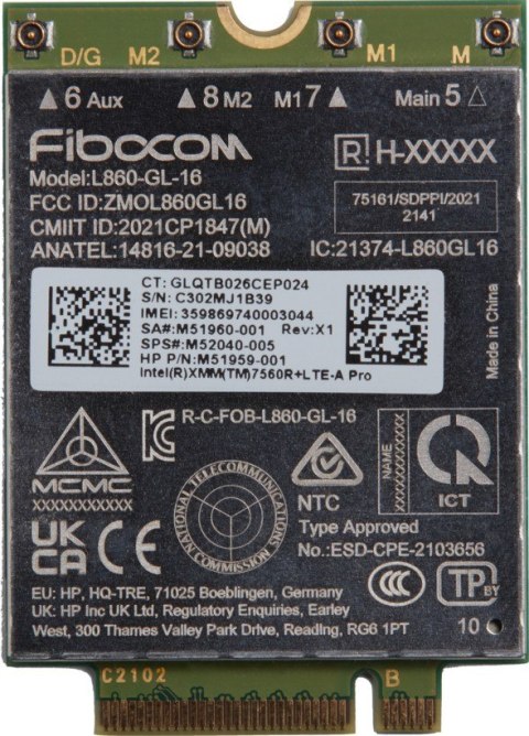 XMM 7560 R+ LTE ADV PRO WWAN 5R8X8AA XMM 7560 R+ LTE ADV PRO WWAN 5R8X8AA