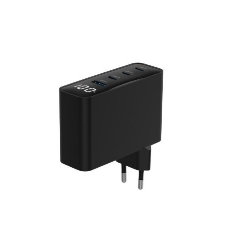 Ładowarka uniwersalna 100W GaN 1xUSB-A 3xUSB-C szybkie ładowanie LCD czarna