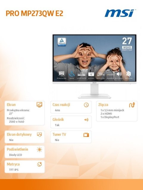 Monitor PRO MP273QW E2 27 cali LED/FHD/Flat/100Hz/White