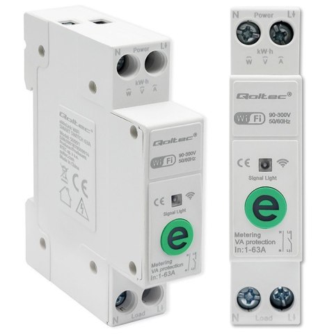 Przekaźnik 63A na szynę DIN z licznikiem energii elektrycznej | eWeLink od Sonoff | Wi-Fi | Dioda LED