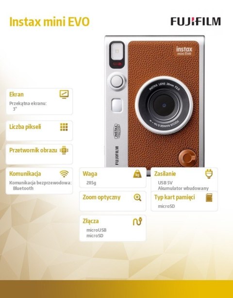 Aparat Instax mini EVO brązowy Aparat Instax mini EVO brązowy