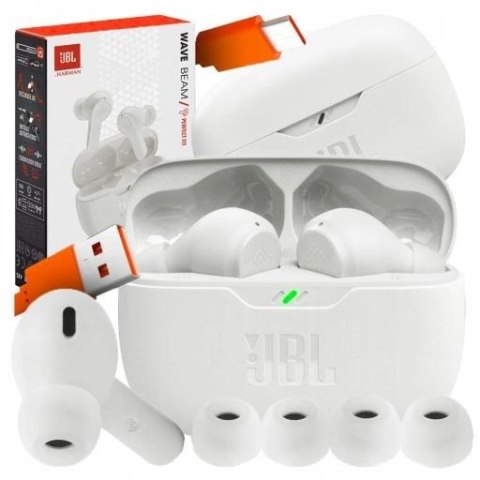 Słuchawki douszne JBL Wave Beam Białe Słuchawki douszne JBL Wave Beam Białe