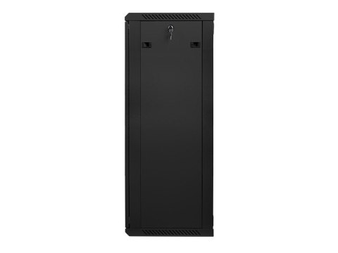 Szafa instalacyjna wisząca 19'' 27U 600X450mm czarna (drzwi szklane) Szafa instalacyjna wisząca 19'' 27U 600X450mm czarna (drzwi szklane)