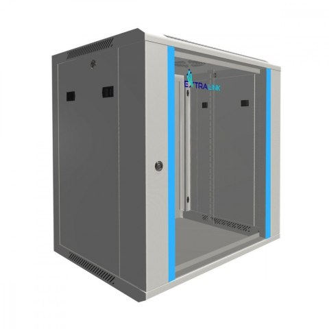 Szafka wisząca rack 12U 600x450 szara szklane drzwi Szafka wisząca rack 12U 600x450 szara szklane drzwi
