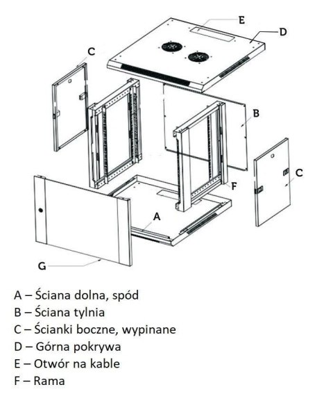 Szafka wisząca rack 12U 600x600 czarna dwusekcyjna Szafka wisząca rack 12U 600x600 czarna dwusekcyjna