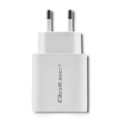 Ładowarka sieciowa | 18W | 5-12V | 1.5-3A | USB typ C PD | USB QC 3.0 | Biała Ładowarka sieciowa | 18W | 5-12V | 1.5-3A | USB typ C PD | USB QC 3.0 | Biała