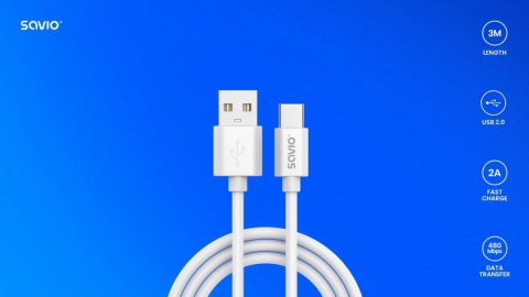 Kabel USB-A - USB-C, 2A, 3m, CL-168 Kabel USB-A - USB-C, 2A, 3m, CL-168