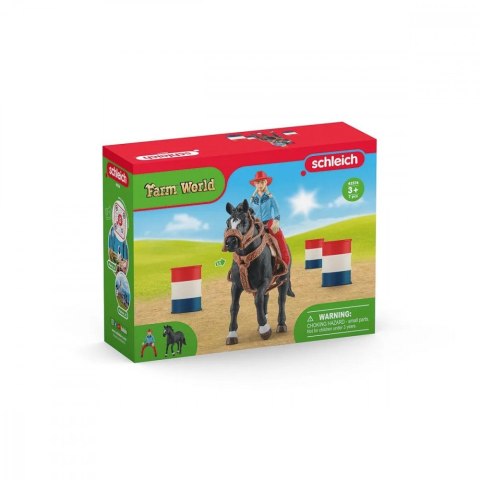 Zestaw figurek Kowbojka i Wyścig wokół Beczek Farm World Zestaw figurek Kowbojka i Wyścig wokół Beczek Farm World