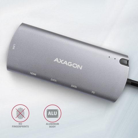 HMC-6M2 Wieloportowy hub USB-C 3.2 Gen 1, slot M.2 SATA + HDMI + GLAN + 2x USB-A + PD 100W HMC-6M2 Wieloportowy hub USB-C 3.2 Gen 1, slot M.2 SATA + HDMI + GLAN + 2x USB-A + PD 100W
