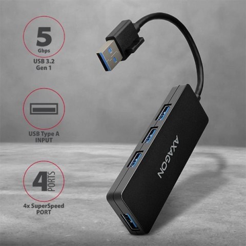 HUE-G1A Hub 4-portowy USB 3.2 Gen 1 SLIM, kabel Type-A 14cm HUE-G1A Hub 4-portowy USB 3.2 Gen 1 SLIM, kabel Type-A 14cm