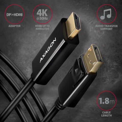 RVD-HI14C2 Adapter aktywny DisplayPort -> HDMI 1.4, 4K/30Hz, kabel 1,8m RVD-HI14C2 Adapter aktywny DisplayPort -> HDMI 1.4, 4K/30Hz, kabel 1,8m