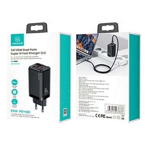 Ładowarka sieciowa T47 USB/ USB-C 65W PD Fast Ładowarka sieciowa T47 USB/ USB-C 65W PD Fast