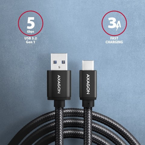 BUCM3-AM10AB Kabel USB-C - USB-A 3.2 Gen 1, 1m, 3A, ALU, oplot, Czarny BUCM3-AM10AB Kabel USB-C - USB-A 3.2 Gen 1, 1m, 3A, ALU, oplot, Czarny
