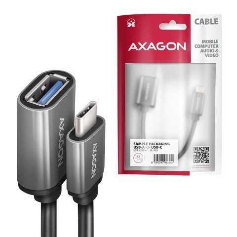 RUCM-AFAC Kabel adapter USB 3.2 Gen 1 Type-C samiec -> Type-A żeńska, 0,2m, 3A, ALU RUCM-AFAC Kabel adapter USB 3.2 Gen 1 Type-C samiec -> Type-A żeńska, 0,2m, 3A, ALU