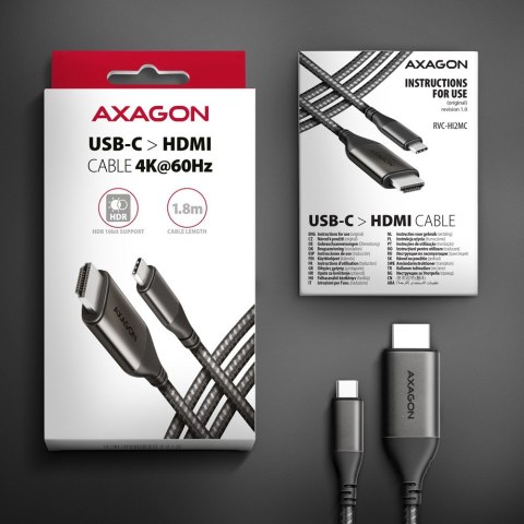RVC-HI2MC Adapter aktywny USB-C -> HDMI 2.0 4K/60Hz Aluminum, 1.8m kabel RVC-HI2MC Adapter aktywny USB-C -> HDMI 2.0 4K/60Hz Aluminum, 1.8m kabel