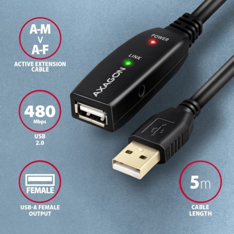ADR-205 USB 2.0 A-M -> A-F aktywny kabel przedłużacz/wzmacniacz 5m ADR-205 USB 2.0 A-M -> A-F aktywny kabel przedłużacz/wzmacniacz 5m