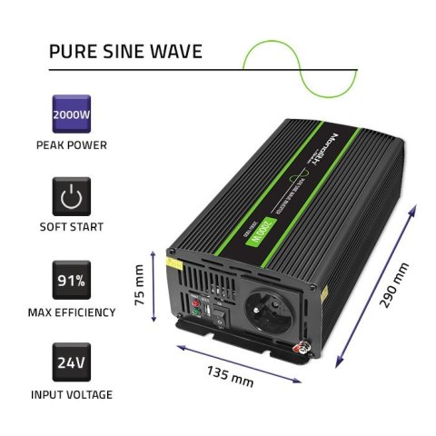 Przetwornica napięcia Monolith | 1000W | 2000W | 24V na 230V | Czysty Sinus Przetwornica napięcia Monolith | 1000W | 2000W | 24V na 230V | Czysty Sinus