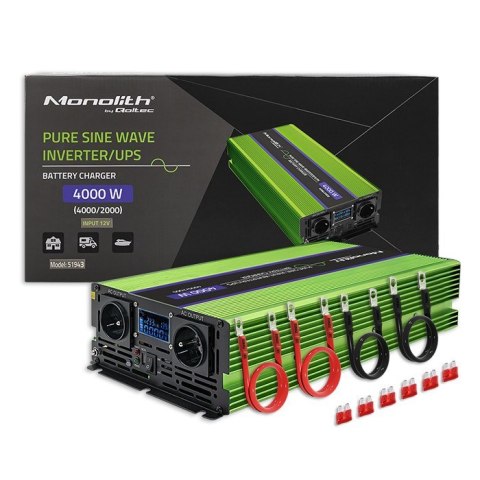 Przetwornica napięcia Monolith | ładowanie baterii | UPS | 2000W | 4000W | 12V na 230V | Czysty Sinus | LCD Przetwornica napięcia Monolith | ładowanie baterii | UPS | 2000W | 4000W | 12V na 230V | Czysty Sinus | LCD