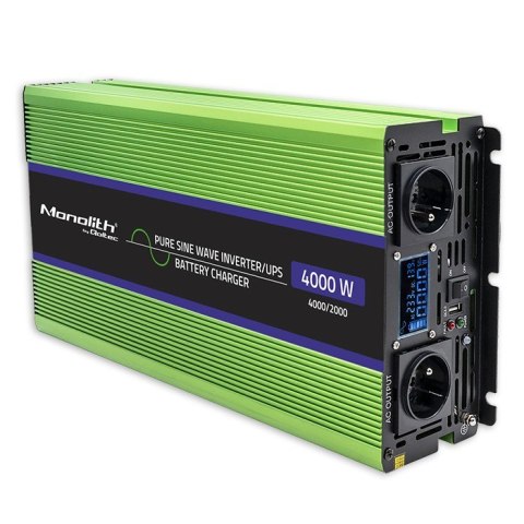 Przetwornica napięcia Monolith | ładowanie baterii | UPS | 2000W | 4000W | 12V na 230V | Czysty Sinus | LCD Przetwornica napięcia Monolith | ładowanie baterii | UPS | 2000W | 4000W | 12V na 230V | Czysty Sinus | LCD