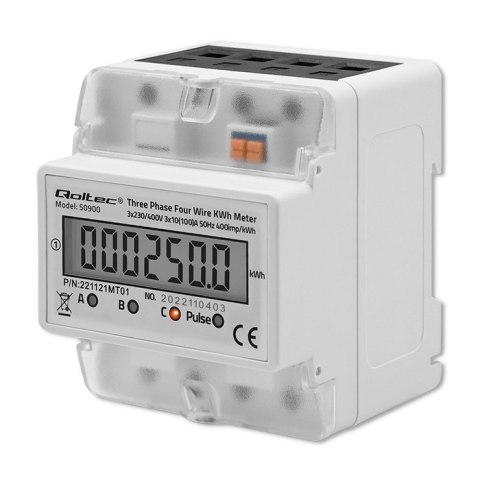 Trójfazowy elektroniczny licznik | miernik zużycia energii na szynę DIN | 400V | LCD | 4P Trójfazowy elektroniczny licznik | miernik zużycia energii na szynę DIN | 400V | LCD | 4P