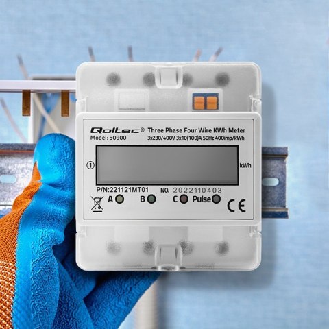 Trójfazowy elektroniczny licznik | miernik zużycia energii na szynę DIN | 400V | LCD | 4P Trójfazowy elektroniczny licznik | miernik zużycia energii na szynę DIN | 400V | LCD | 4P
