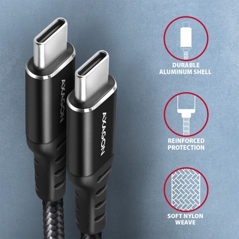 BUCM-CM15AB Kabel USB-C - USB-C 2.0, 1.5m, PD 60W, 3A, ALU, oplot Czarny BUCM-CM15AB Kabel USB-C - USB-C 2.0, 1.5m, PD 60W, 3A, ALU, oplot Czarny