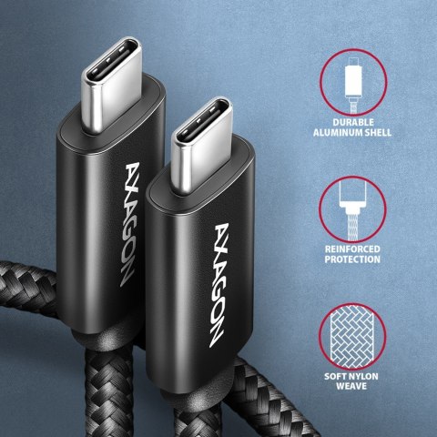 BUCM2-CM25AB Kabel USB-C - USB-C, 2.5m 5A charging, ALU, 240W PD, oplot, USB2.0, czarny BUCM2-CM25AB Kabel USB-C - USB-C, 2.5m 5A charging, ALU, 240W PD, oplot, USB2.0, czarny
