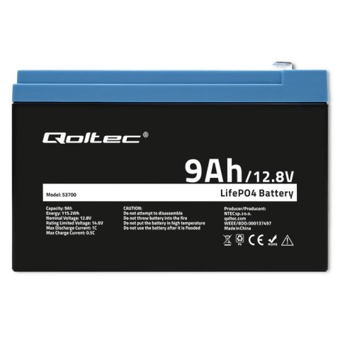 Akumulator LiFePO4 Litowo-Żelazowo-Fforanowy | 12.8V | 9Ah | 115.2Wh | BMS Akumulator LiFePO4 Litowo-Żelazowo-Fforanowy | 12.8V | 9Ah | 115.2Wh | BMS