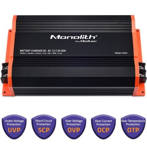 Ładowarka Monolith DC-DC do akumulatorów LiFePO4 AGM 12V-12V | 60A | 720W Ładowarka Monolith DC-DC do akumulatorów LiFePO4 AGM 12V-12V | 60A | 720W