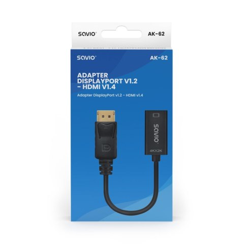 Adapter DisplayPort (M) v1.2 - HDMI (F) v1.4, 4K, AK-62 Adapter DisplayPort (M) v1.2 - HDMI (F) v1.4, 4K, AK-62