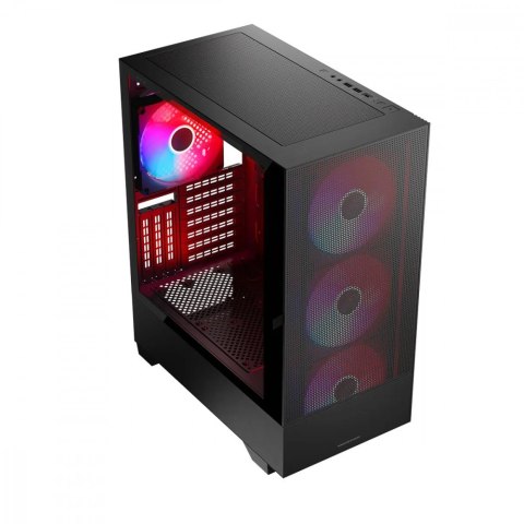 Obudowa komputerowa Siroco ARGB Flow Midi USB 3.0x2+Type-C Czarna Obudowa komputerowa Siroco ARGB Flow Midi USB 3.0x2+Type-C Czarna