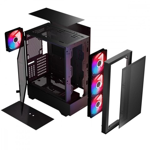 Obudowa komputerowa Siroco ARGB Flow Midi USB 3.0x2+Type-C Czarna Obudowa komputerowa Siroco ARGB Flow Midi USB 3.0x2+Type-C Czarna
