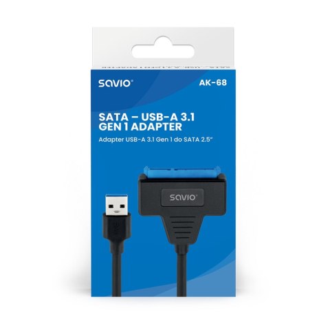 Adapter USB-A 3.1 Gen 1 (M) - SATA (F) do dysków SATA 2.5 cala , AK-68 Adapter USB-A 3.1 Gen 1 (M) - SATA (F) do dysków SATA 2.5 cala , AK-68