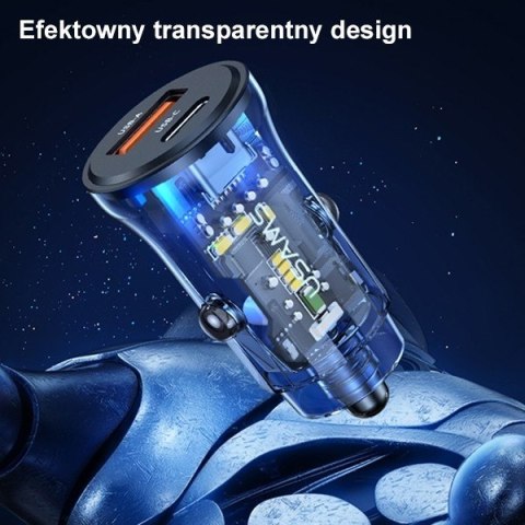 Ładowarka samochodowa 30W 1xUSB + 1xUSB-C Fast Charge Ładowarka samochodowa 30W 1xUSB + 1xUSB-C Fast Charge
