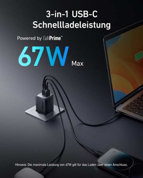 Ładowarka sieciowa Prime 735 67W 2xUSB-C 1xUSB-A Czarna Ładowarka sieciowa Prime 735 67W 2xUSB-C 1xUSB-A Czarna