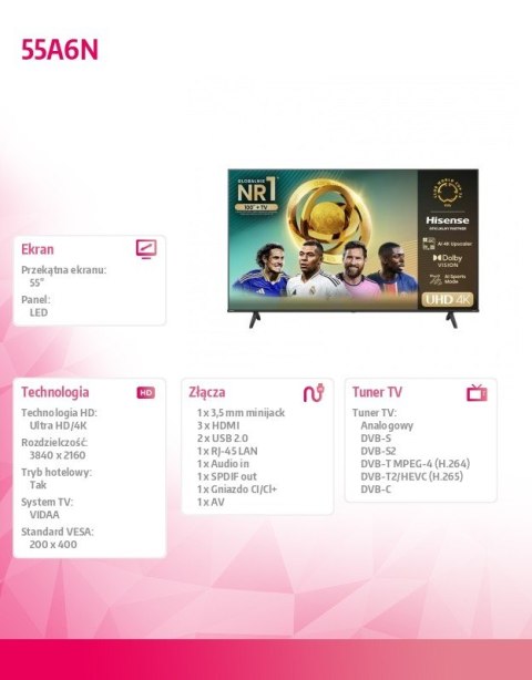 Telewizor LED 55 cali 55A6N Telewizor LED 55 cali 55A6N