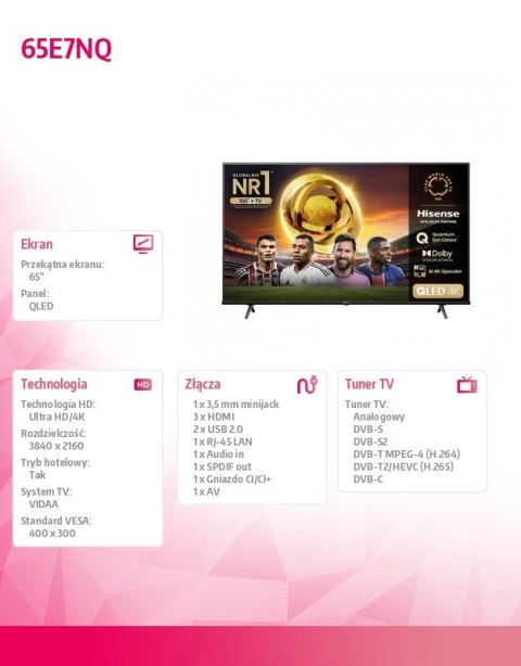 Telewizor QLED 65 cali 65E7NQ Telewizor QLED 65 cali 65E7NQ