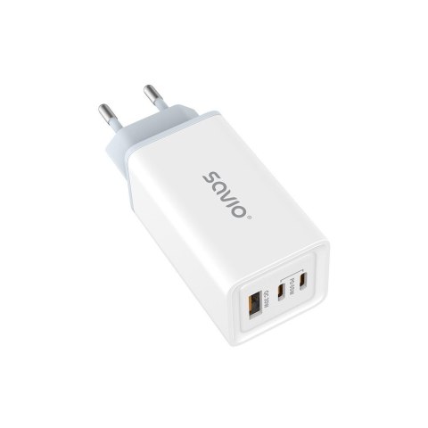 Ładowarka sieciowa 65W GaN LA-07 z kablem typu C-USB typ C 100W 1m, biało-czarna Ładowarka sieciowa 65W GaN LA-07 z kablem typu C-USB typ C 100W 1m, biało-czarna