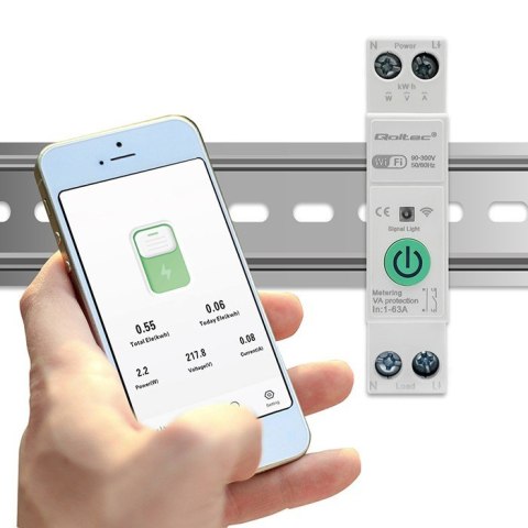 Przekaźnik Wi-Fi 63A na szynę DIN z licznikiem energii elektrycznej | TUYA | SMART LIFE Przekaźnik Wi-Fi 63A na szynę DIN z licznikiem energii elektrycznej | TUYA | SMART LIFE