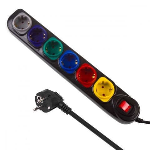 Listwa zasilająca 1,5m 250VAC/10A MCE509 B 2500 Q, IP20, 6 gniazd, prąd znamionowy 10A, czarny Listwa zasilająca 1,5m 250VAC/10A MCE509 B 2500 Q, IP20, 6 gniazd, prąd znamionowy 10A, czarny